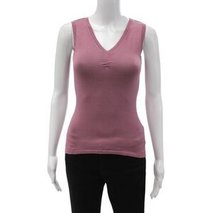 Parallel Womens V-Neck Pullover Sweater Pink 85% Silk Sleeveless Size XS